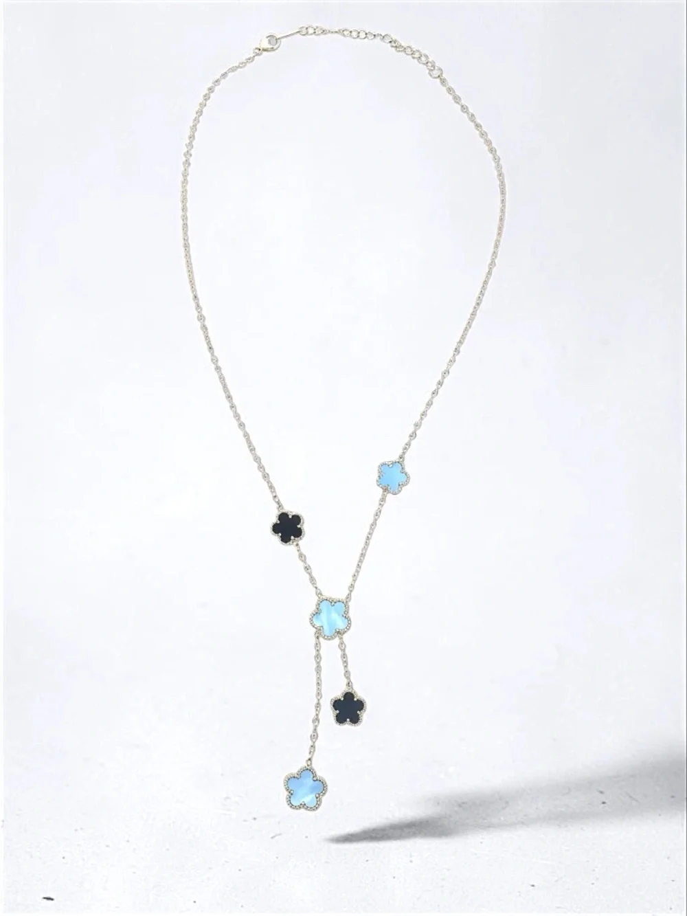 Clover Gold Tone Black & White Necklace